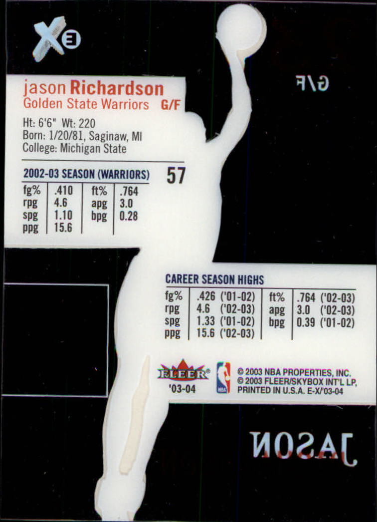 2003-04 E-X #57 Jason Richardson back image