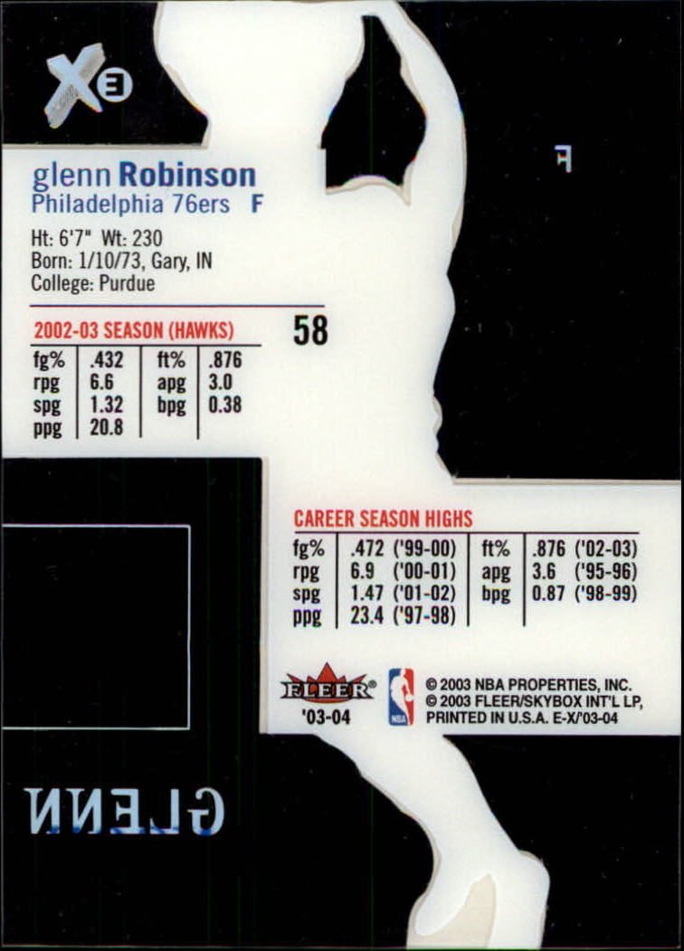 2003-04 E-X #58 Glenn Robinson back image
