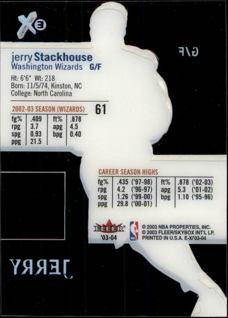 2003-04 E-X #61 Jerry Stackhouse back image
