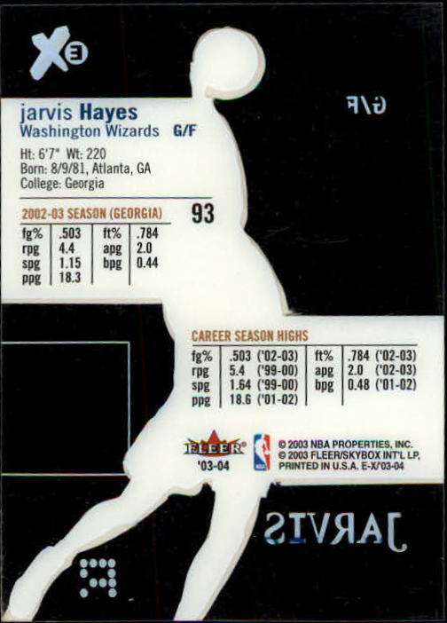 2003-04 E-X #93 Jarvis Hayes RC back image