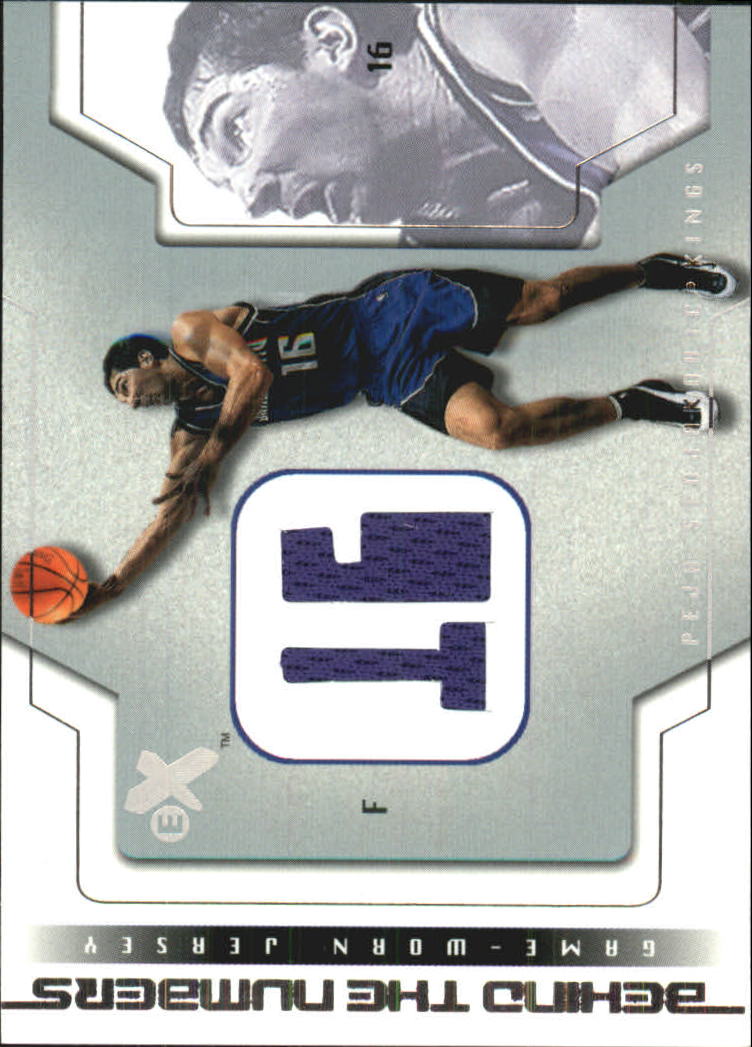 2003-04 E-X Behind the Numbers Game-Used #14 Peja Stojakovic