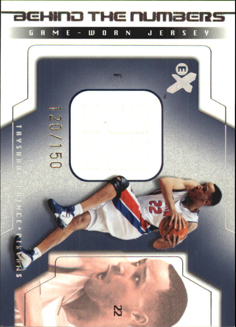 2003-04 E-X Behind the Numbers Game-Used Gold #3 Tayshaun Prince