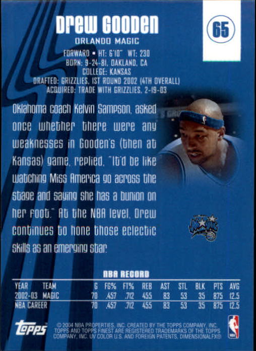 2003-04 Finest #65 Drew Gooden back image