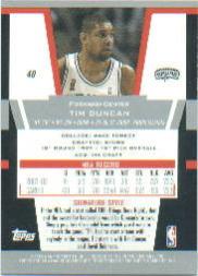 2003-04 Bowman Signature Edition #40 Tim Duncan back image