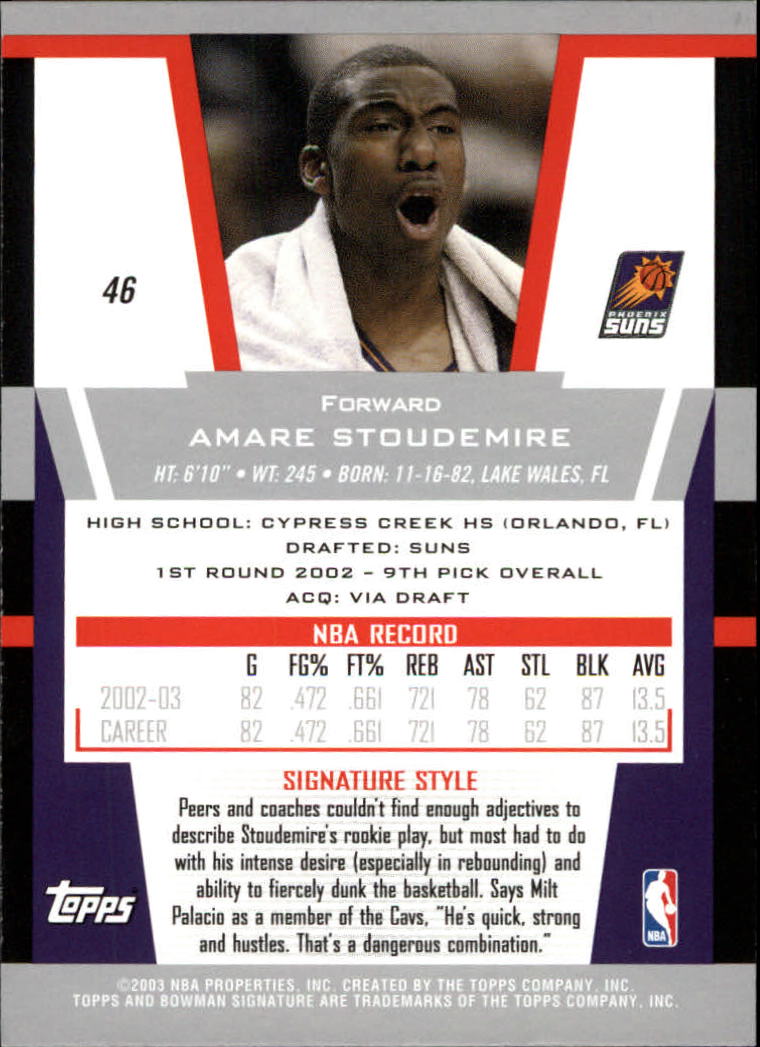 2003-04 Bowman Signature Edition #46 Amare Stoudemire back image