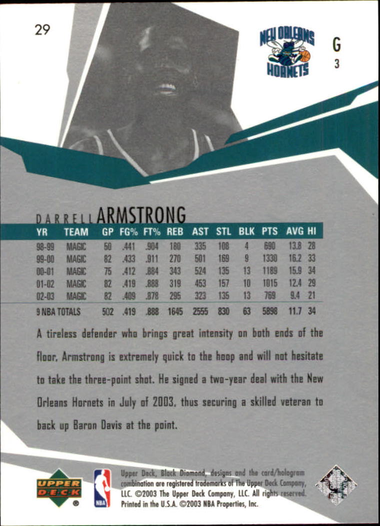 2003-04 Black Diamond #29 Darrell Armstrong back image