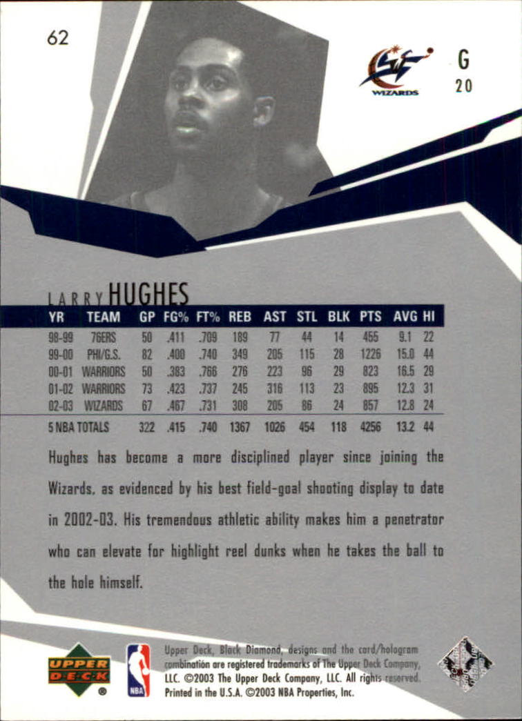 2003-04 Black Diamond #62 Larry Hughes back image