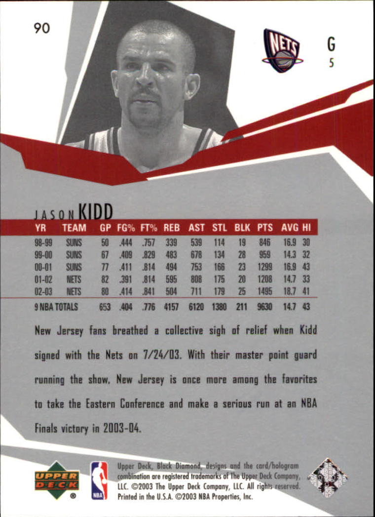 2003-04 Black Diamond #90 Jason Kidd - NM-MT