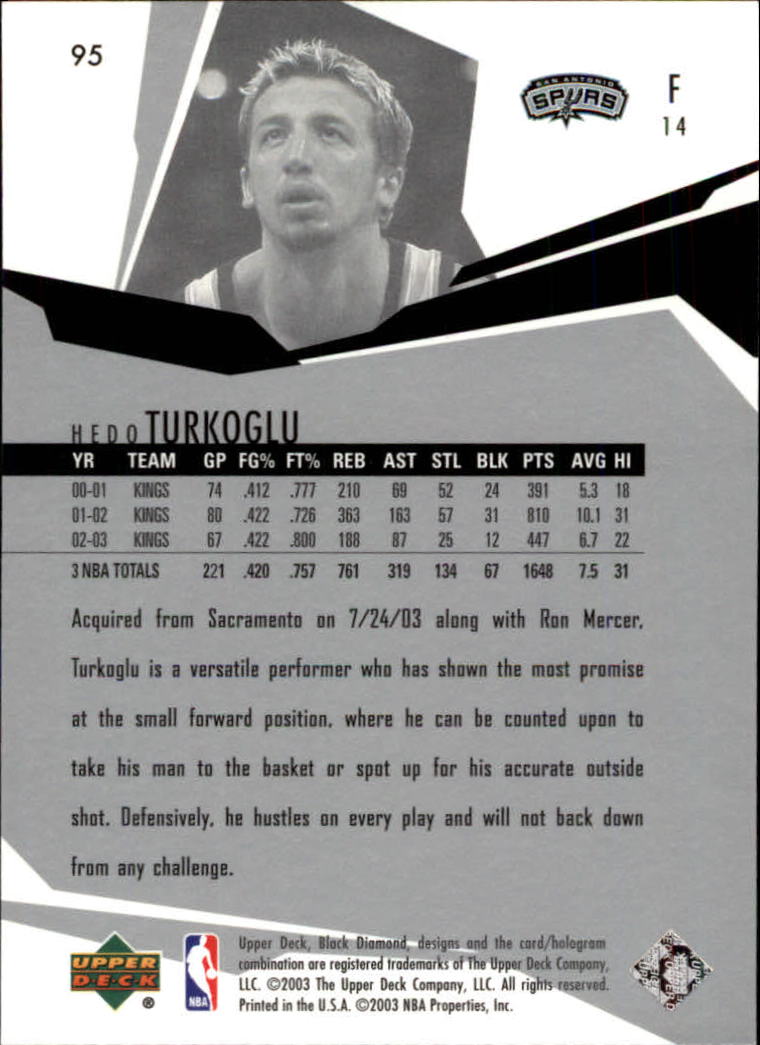 2003-04 Black Diamond #95 Hedo Turkoglu
