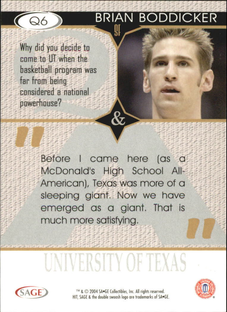 2004 Sage HIT Basketball "Q and A" Insert Cards - Picture 11 of 45