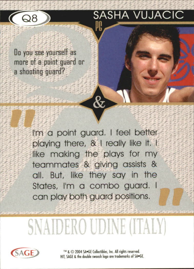 2004 Sage HIT Basketball "Q and A" Insert Cards - Picture 15 of 45