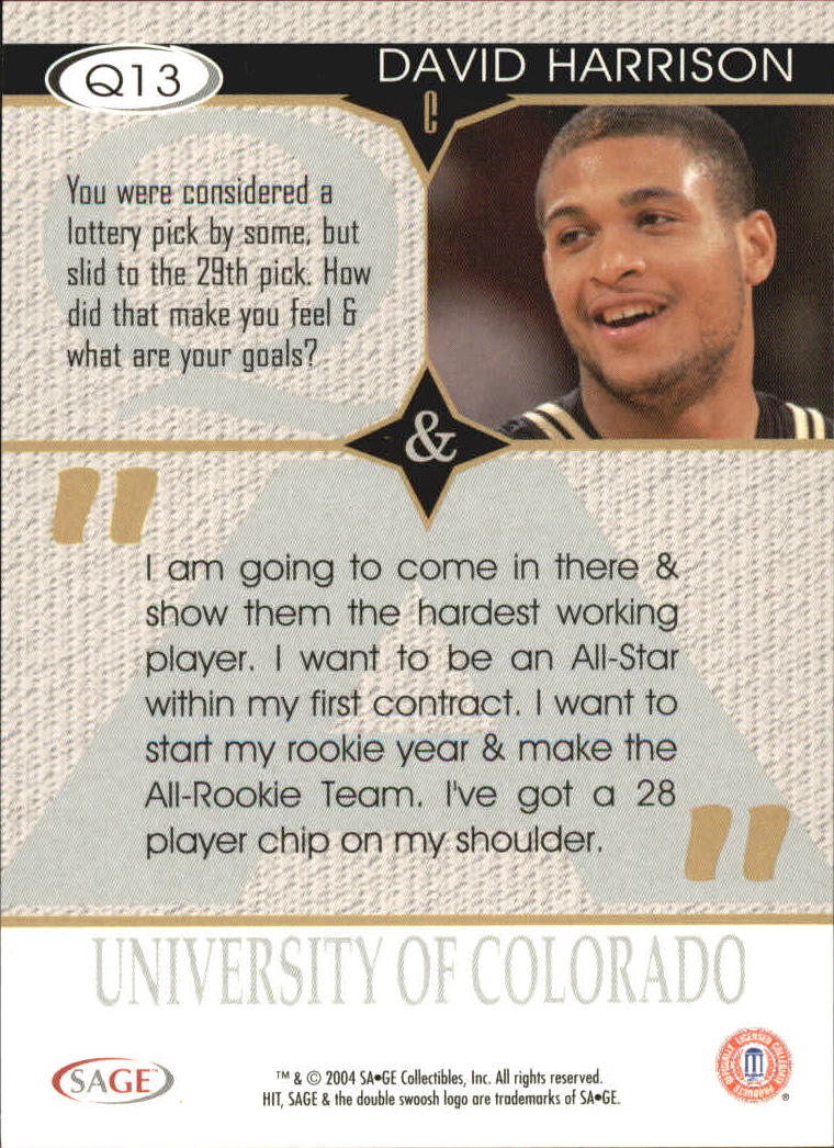 2004 Sage HIT Basketball "Q and A" Insert Cards - Picture 23 of 45