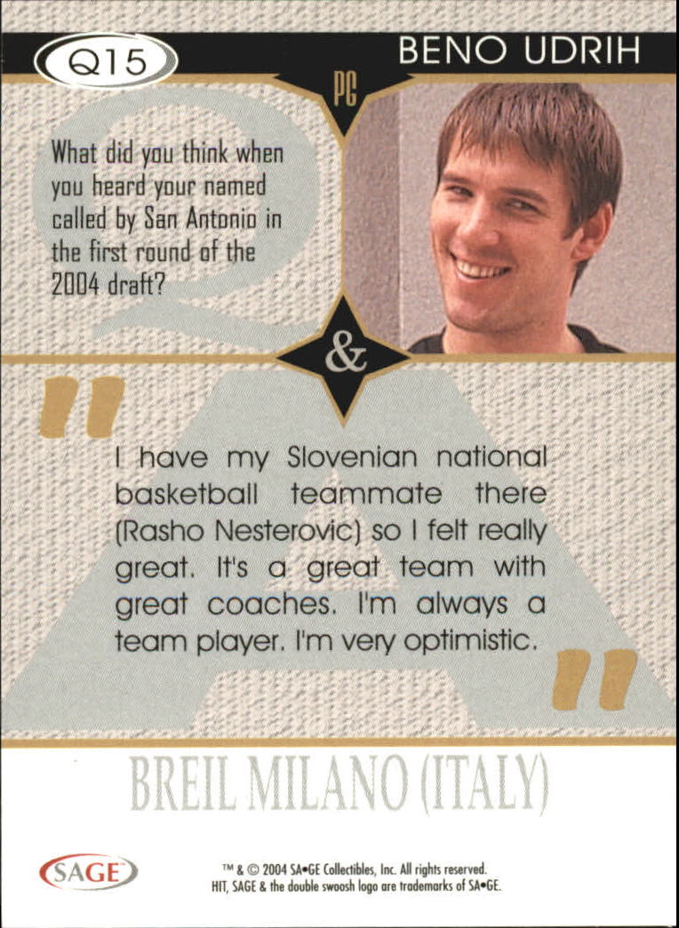 2004 Sage HIT Basketball "Q and A" Insert Cards - Picture 25 of 45