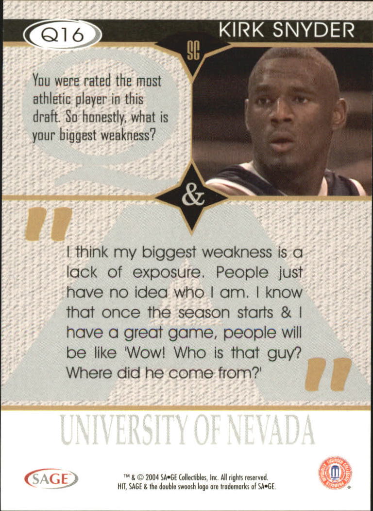 2004 Sage HIT Basketball "Q and A" Insert Cards - Picture 27 of 45