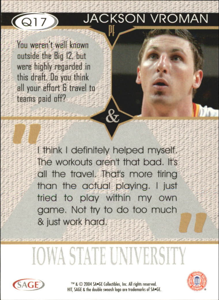2004 Sage HIT Basketball "Q and A" Insert Cards - Picture 29 of 45