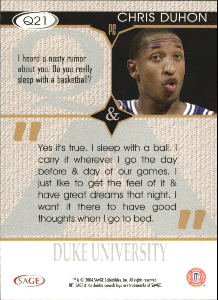 2004 Sage HIT Basketball "Q and A" Insert Cards - Picture 31 of 45