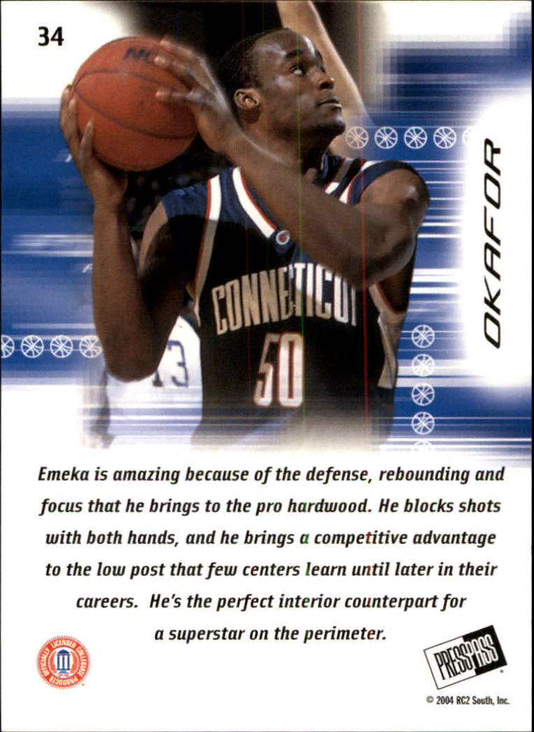 2004 Press Pass #34 Emeka Okafor back image