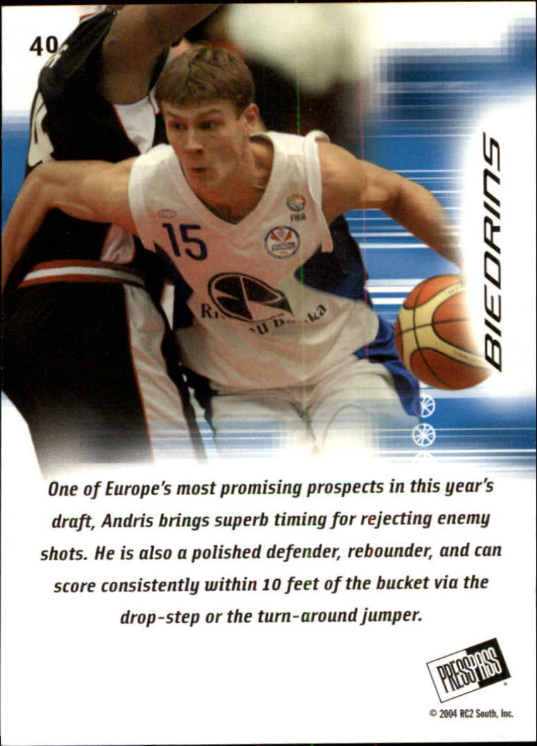 2004 Press Pass #40 Andris Biedrins back image
