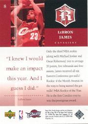 2004-05 Upper Deck Rivals Box Set #8 LeBron James back image