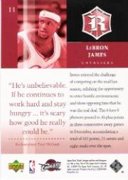2004-05 Upper Deck Rivals Box Set #11 LeBron James back image