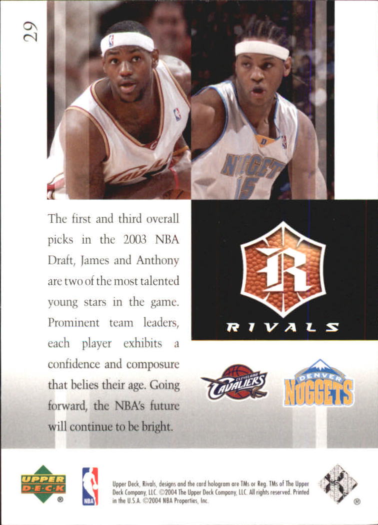 2004-05 Upper Deck Rivals Box Set #29 Carmelo Anthony/LeBron James back image