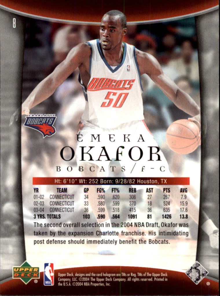 2004-05 Upper Deck Trilogy #8 Emeka Okafor RC back image