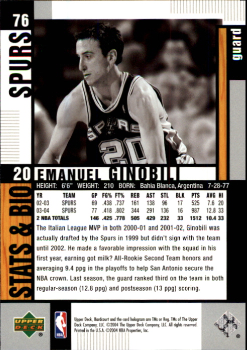 Manu Ginobili cards (2003-2018) Spurs - You Choose - Picture 36 of 163