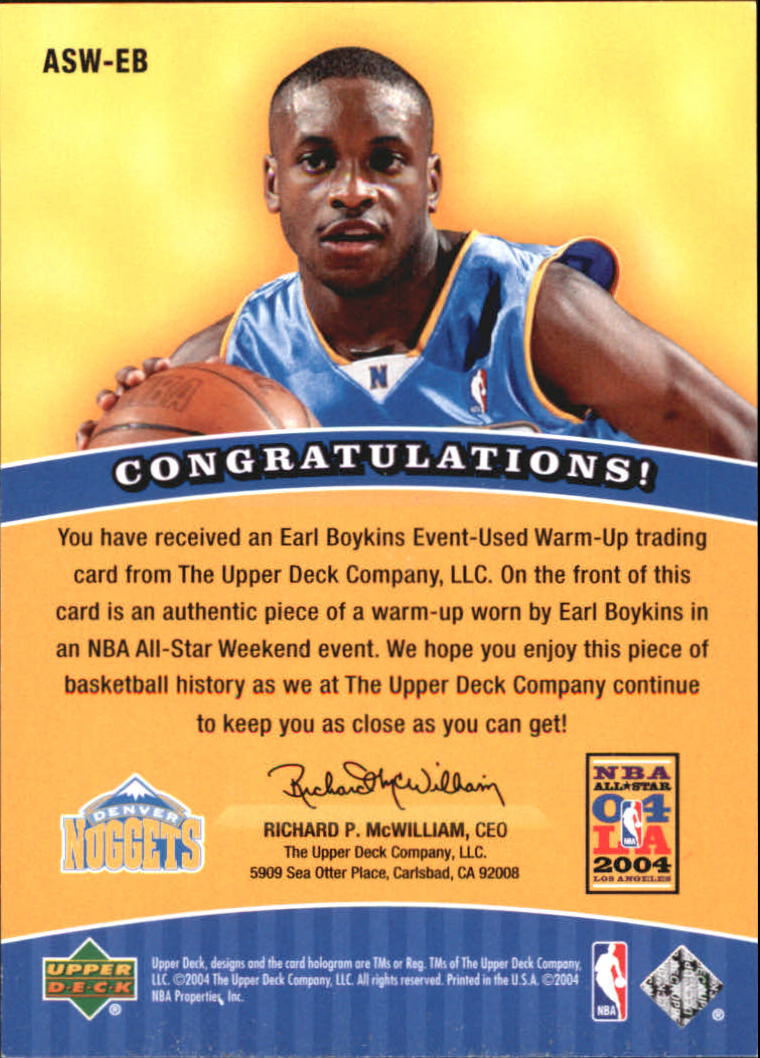 2004-05 Upper Deck All-Star Weekend Authentics #EB Earl Boykins back image