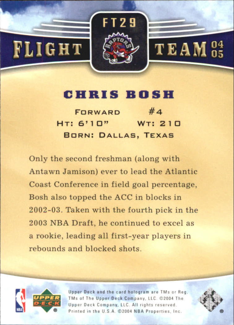 2004-05 Upper Deck Flight Team #FT29 Chris Bosh back image