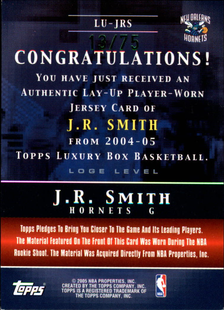 2004-05 Topps Luxury Box Lay-Up Relics 75 #JRS J.R. Smith back image