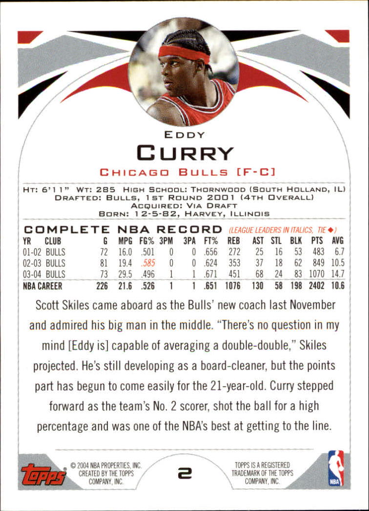 2004-05 Topps #2 Eddy Curry back image