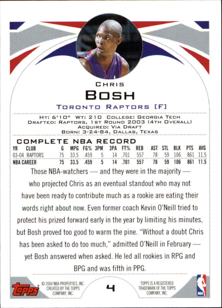 2004-05 Topps #4 Chris Bosh back image