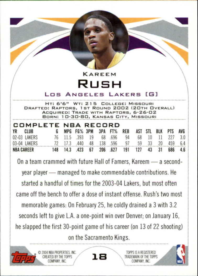 2004-05 Topps #18 Kareem Rush back image