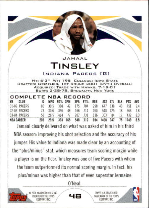 2004-05 Topps #48 Jamaal Tinsley back image
