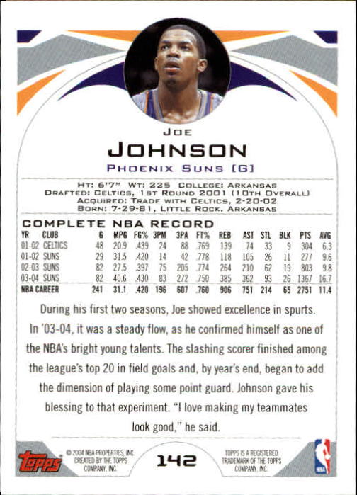 2004-05 Topps #142 Joe Johnson back image
