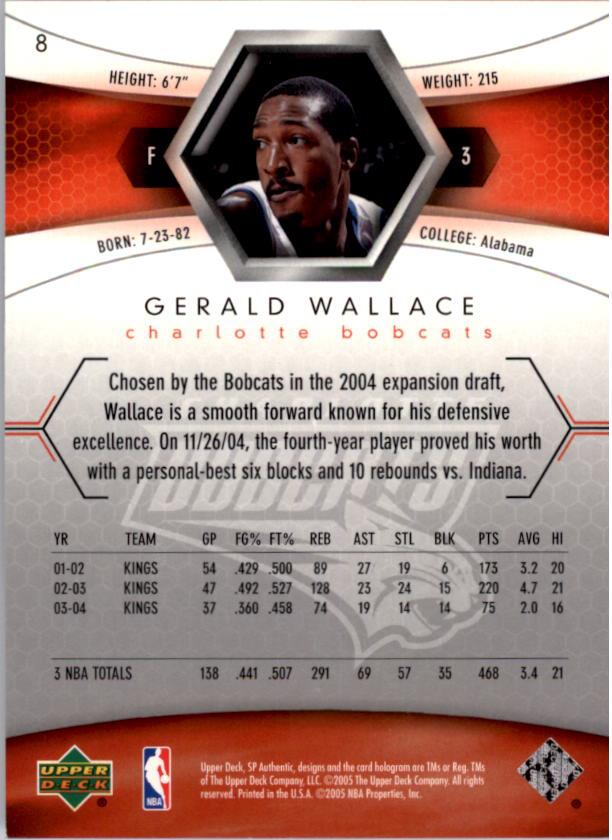 2004-05 SP Authentic #8 Gerald Wallace back image