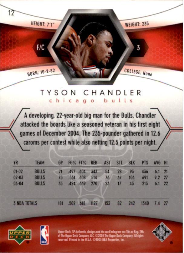 2004-05 SP Authentic #12 Tyson Chandler back image