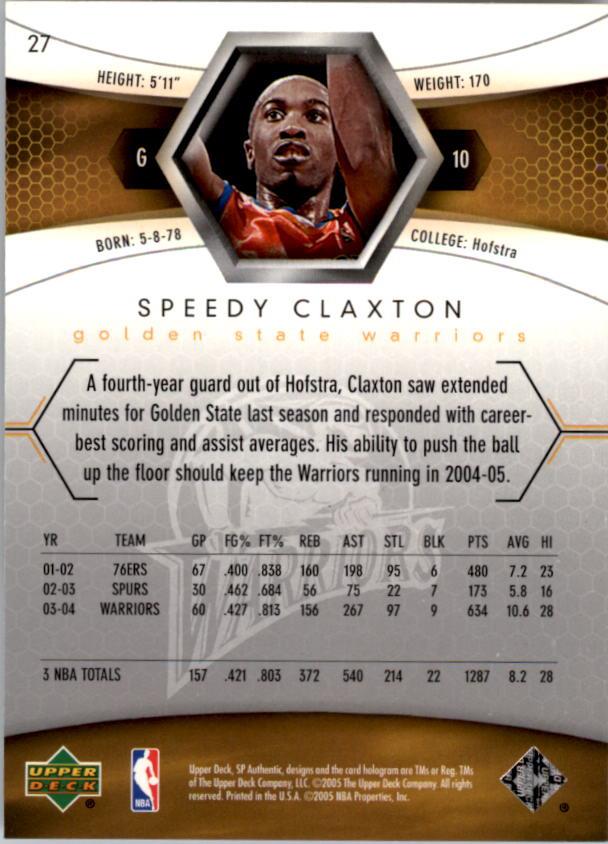 2004-05 SP Authentic #27 Speedy Claxton back image