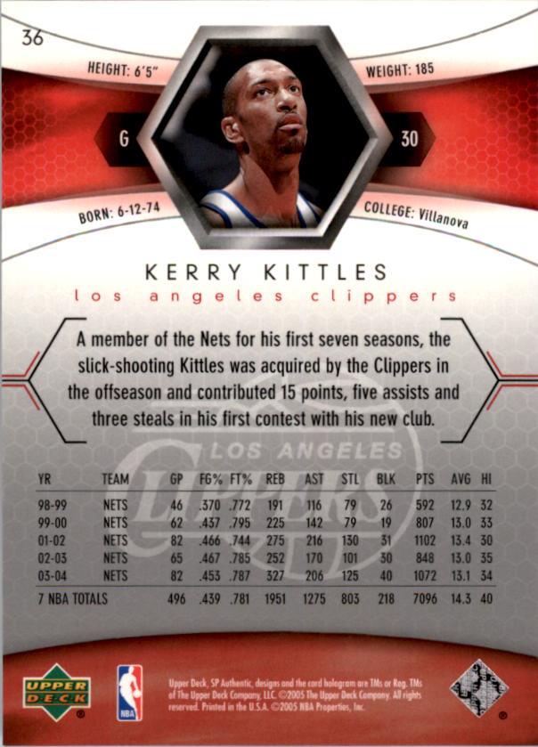 2004-05 SP Authentic #36 Kerry Kittles back image