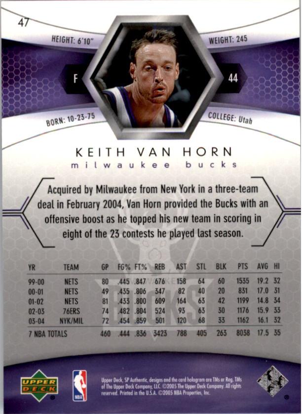 2004-05 SP Authentic #47 Keith Van Horn back image