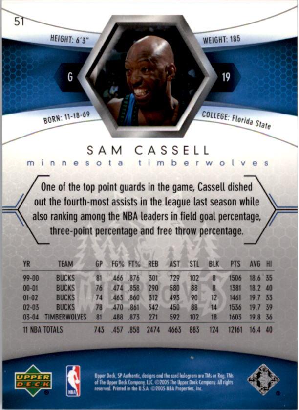 2004-05 SP Authentic #51 Sam Cassell back image