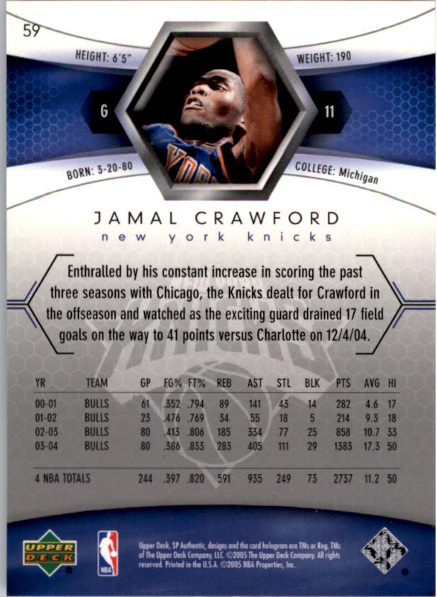 2004-05 SP Authentic #59 Jamal Crawford back image