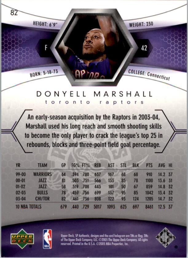 2004-05 SP Authentic #82 Donyell Marshall back image
