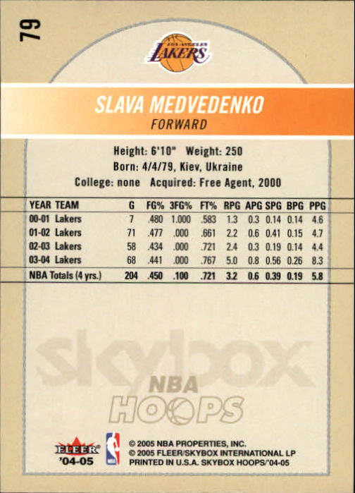 2004-05 Hoops #79 Slava Medvedenko back image