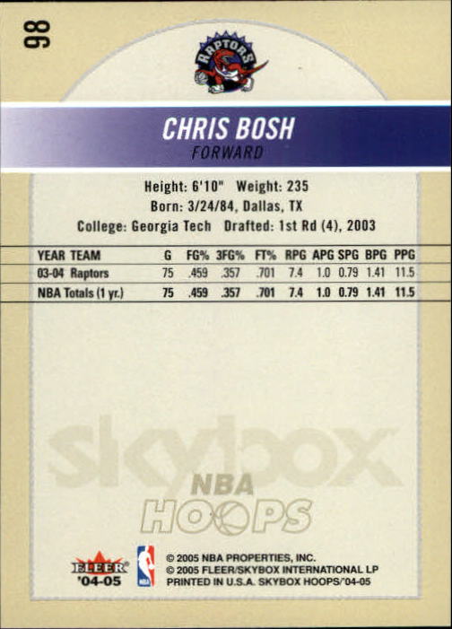 2004-05 Hoops #98 Chris Bosh back image