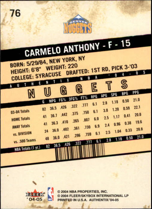 Carmelo Anthony cards (2004-2023) Nuggets Thunder Knicks Blazers - You Choose - Bild 7 von 284