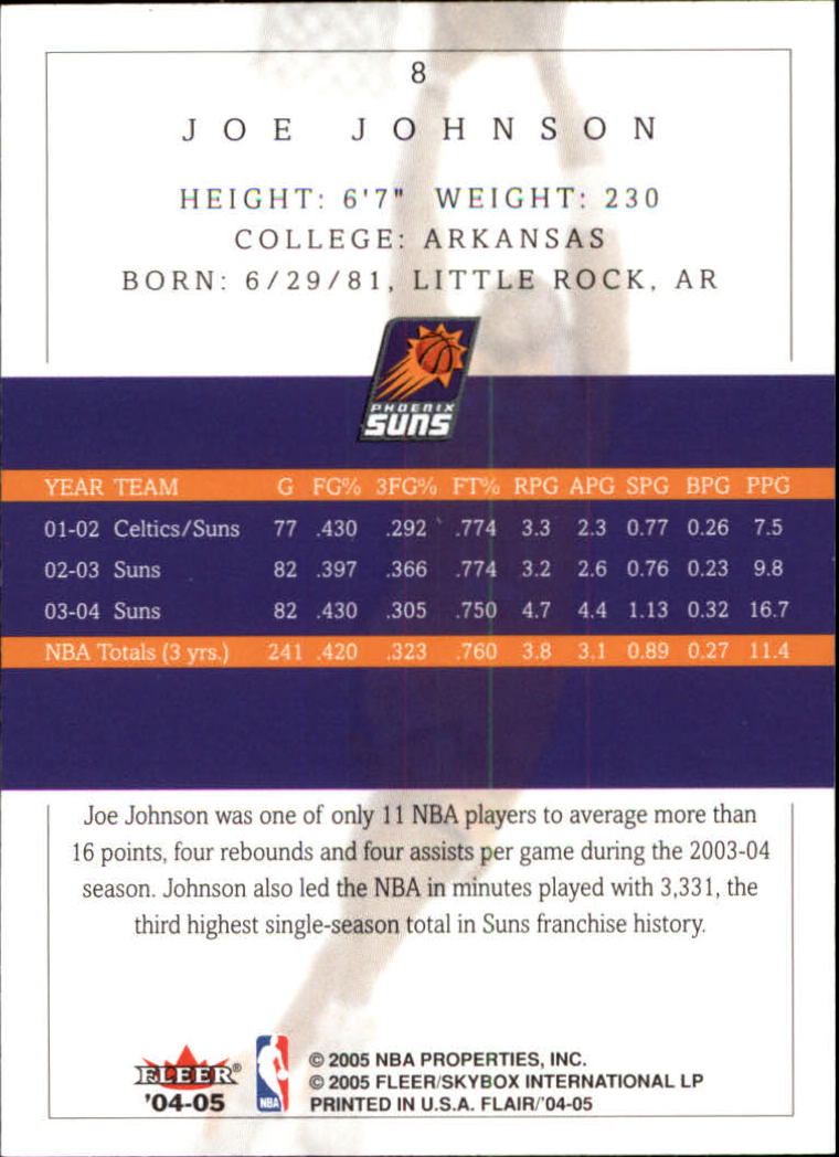 2004-05 Flair #8 Joe Johnson back image
