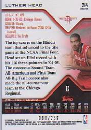 2004-05 Finest X-Fractors #214 Luther Head back image