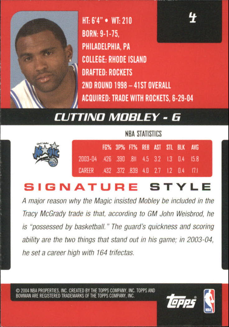 2004-05 Bowman Signature Edition #4 Cuttino Mobley back image