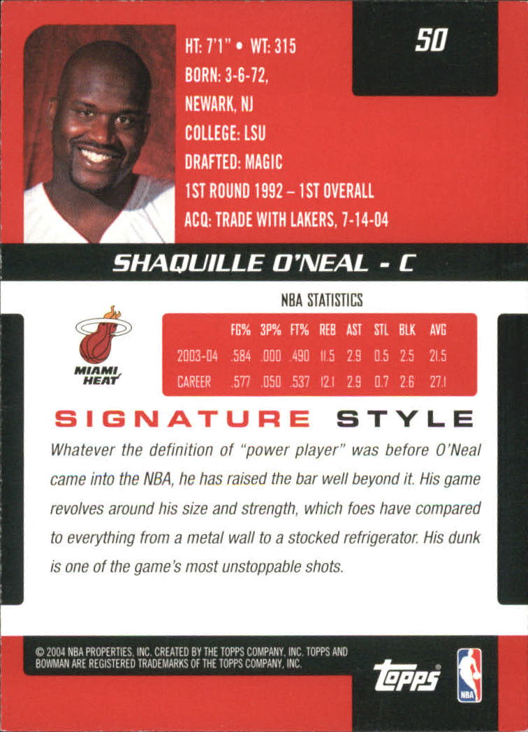 2004-05 Bowman Signature Edition #50 Shaquille O'Neal back image